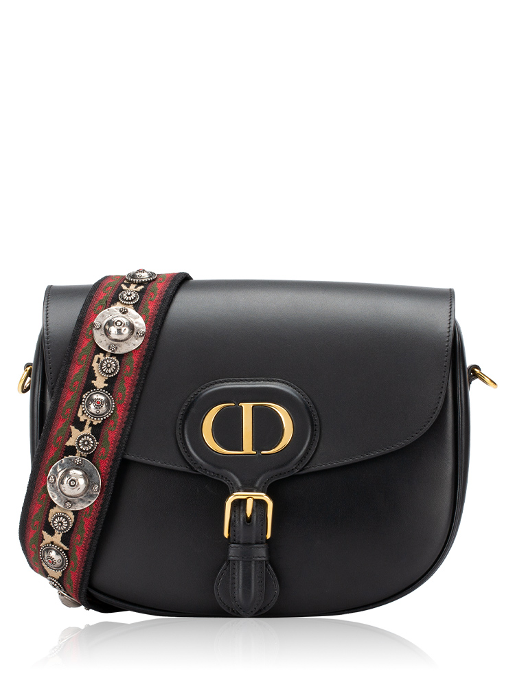 Box Calfskin Bobby Large Shoulder Bag Black