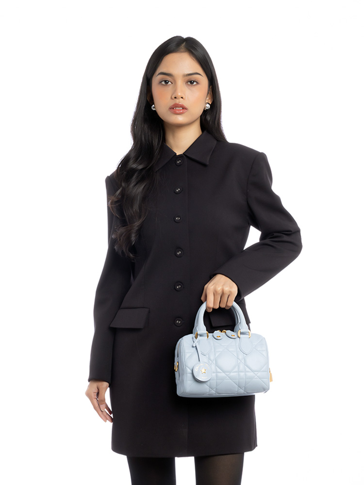 Calfskin Macrocannage Groove 20 Bag Pale Blue