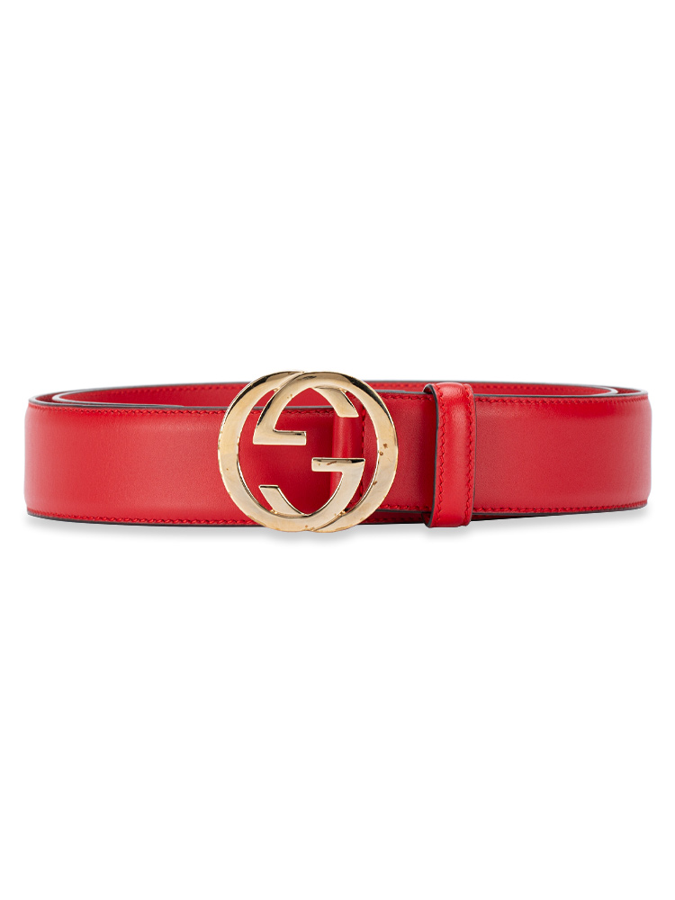 Calfskin Interlocking G 40mm Belt Red Sz 100