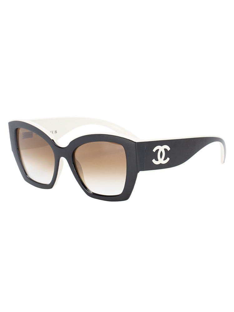 6058 Square Sunglasses Black White