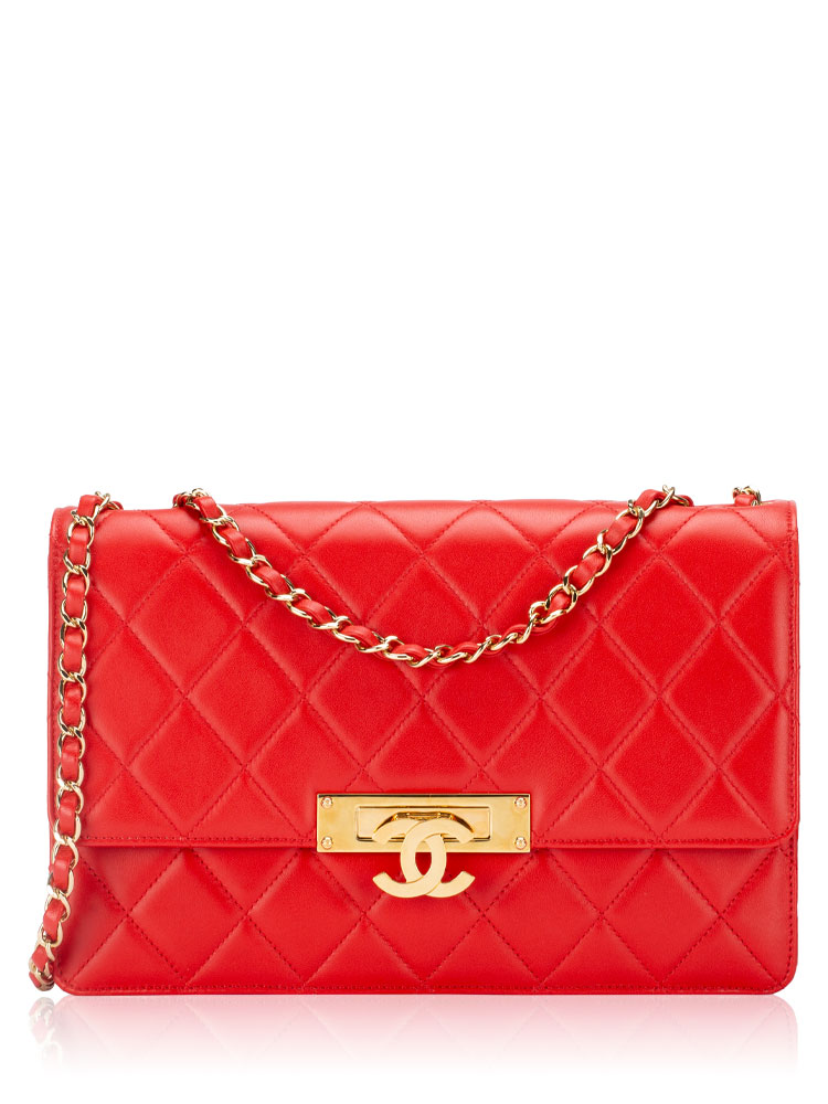 Lambskin Golden Class Large Flap Bag Red