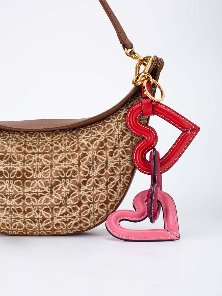 Calfskin Triple Hearts Keychain Scarlett