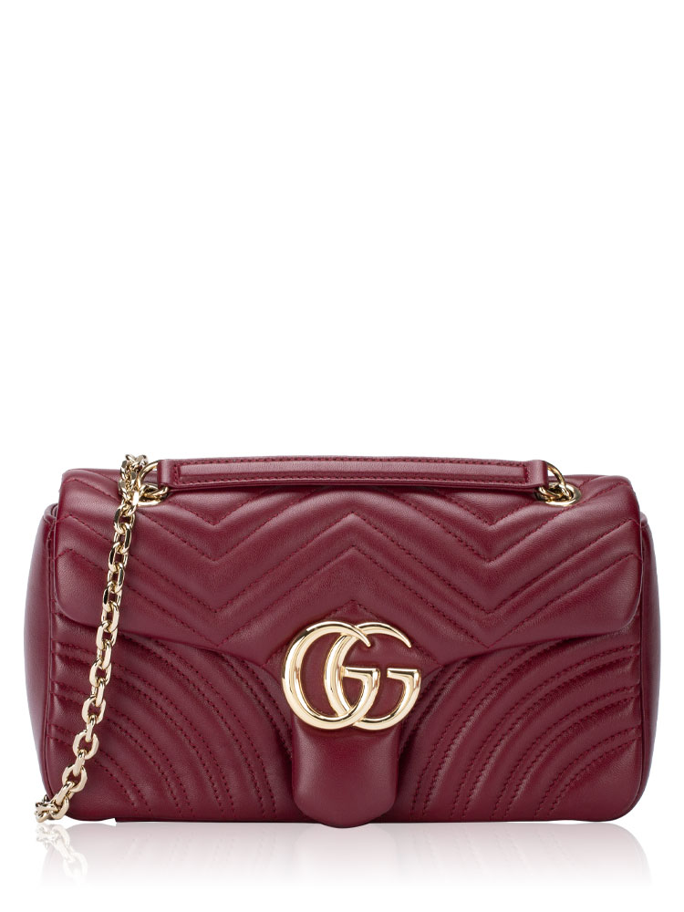 GG Marmont Matelasse Medium Flap Shoulder Bag Rosso Ancora