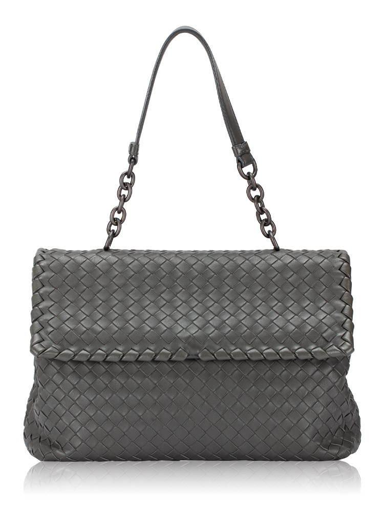 Nappa Intrecciato Olimpia Medium Shoulder Bag Grey