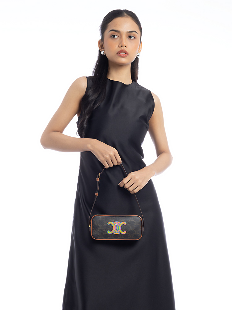 Triomphe Mini Camera Bag Tan Multicolor