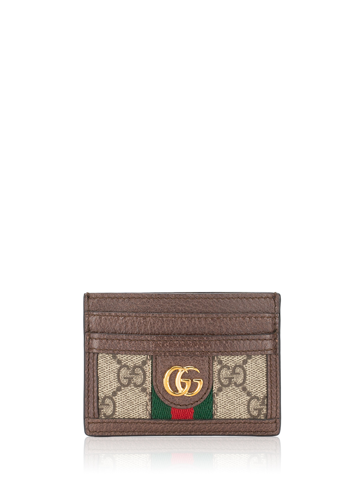 GG Canvas Ophidia Card Case Beige Brown