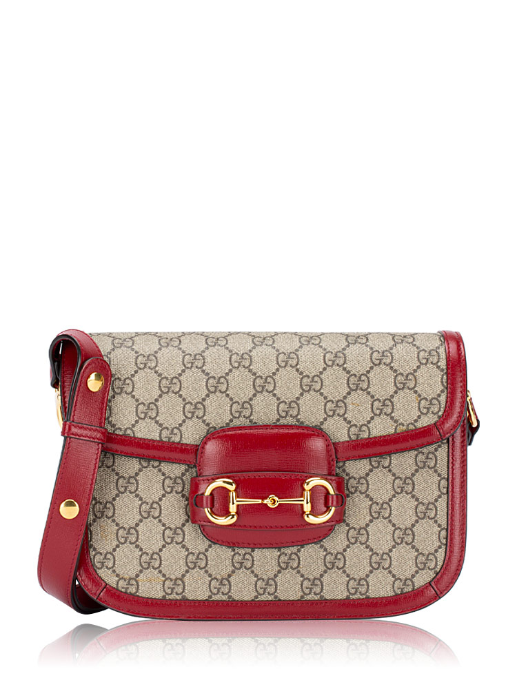 GG Supreme Horsebit 1955 Medium Shoulder Bag Beige Cherry Red