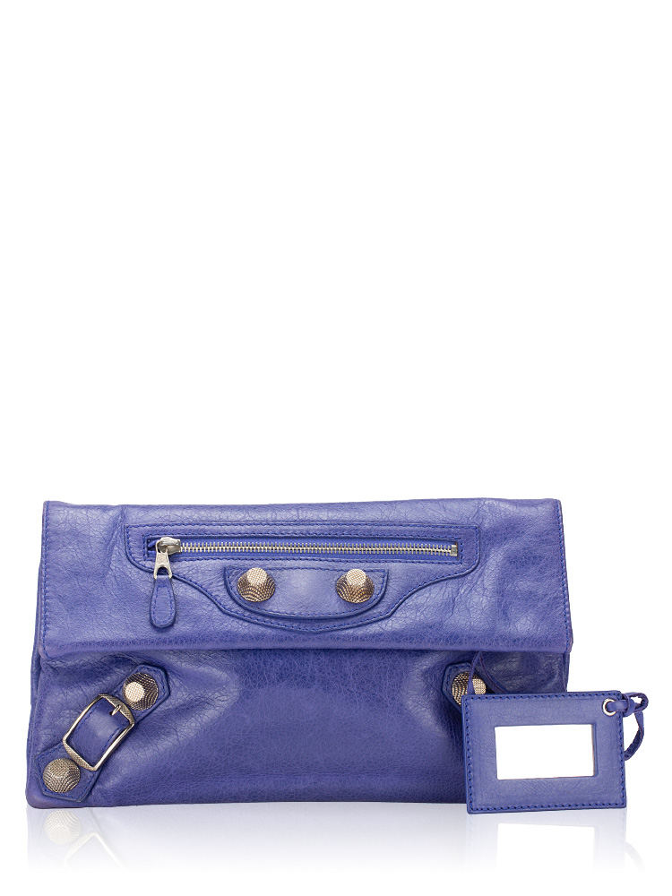 Giant Silver Envelope Clutch Bleu Lavande