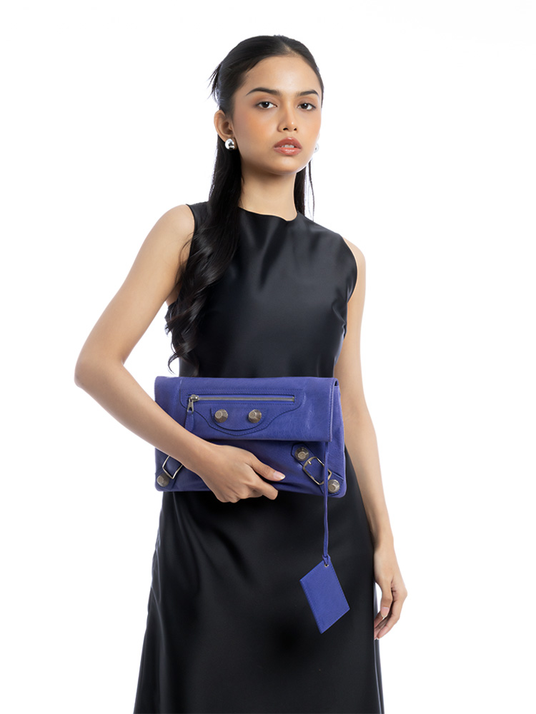 Giant Silver Envelope Clutch Bleu Lavande
