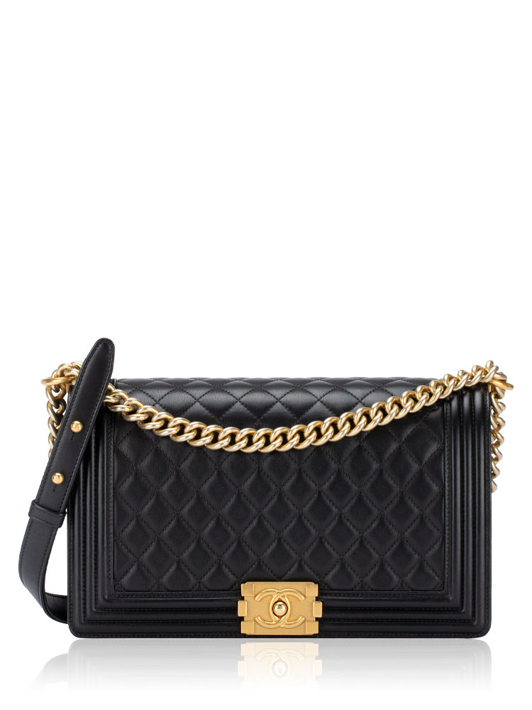 Lambskin New Medium Boy Flap Bag Black