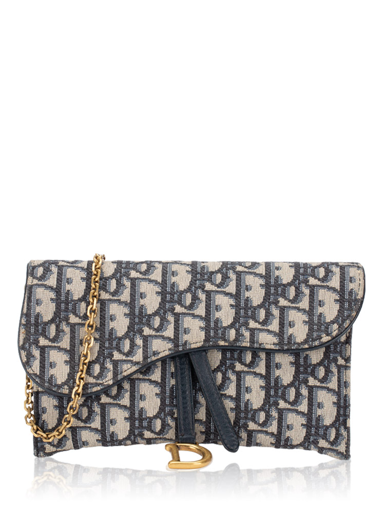 Oblique Saddle Chain Wallet Blue