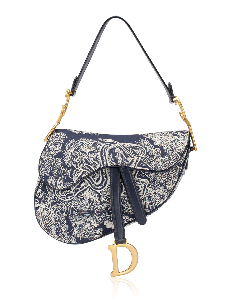 Toile De Jouy Reverse Saddle Bag Blue