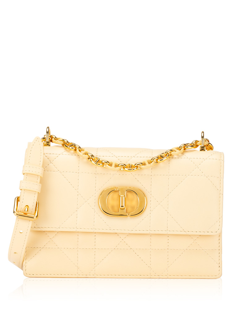 Lambskin Macrocannage Mini Miss Caro Bag Pastel Yellow