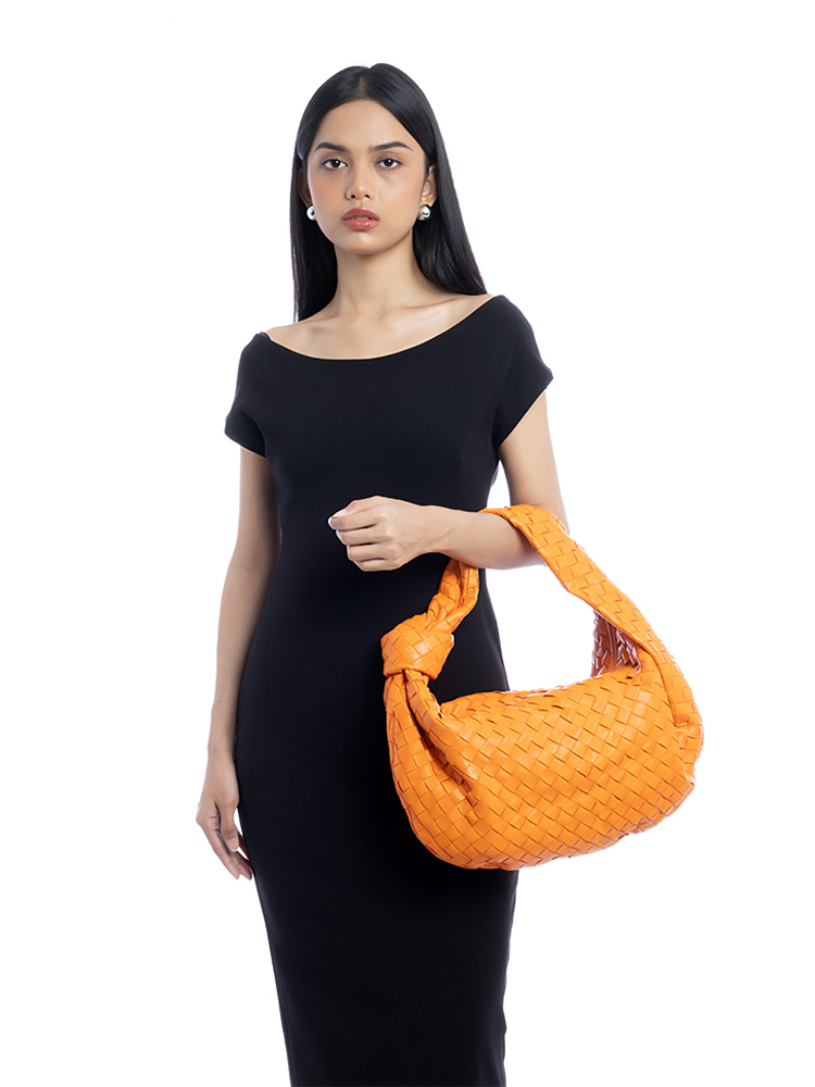 Nappa Intrecciato Small Jodie Twist Orange