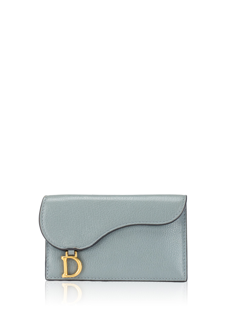 Goatskin Saddle Cosmos Zip Card Holder Cloud Blue