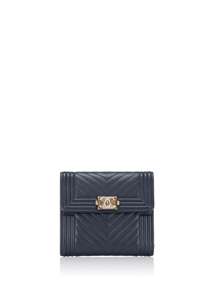Lambskin Boy Trifold Wallet Blue