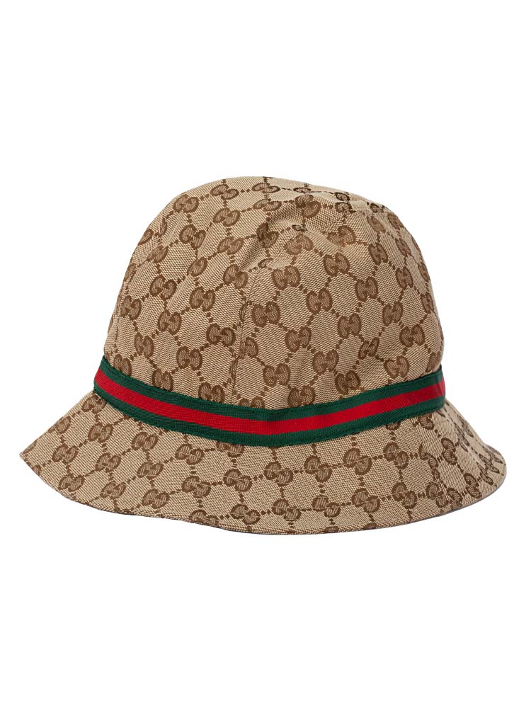 Kids GG Web Fedora Hat Beige Ebony Sz L