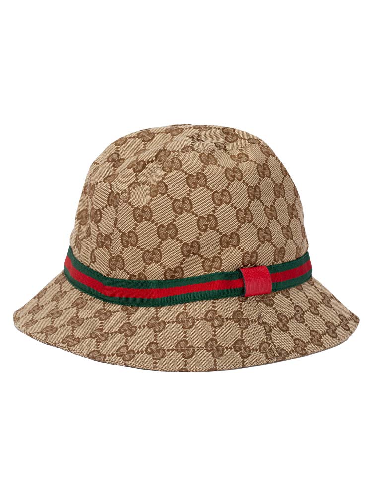 Kids GG Web Fedora Hat Beige Ebony Sz L