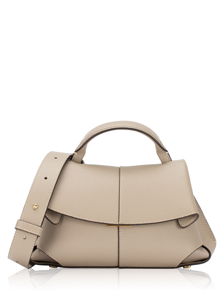 Textured Mokki Mini Top Handle Bag Taupe
