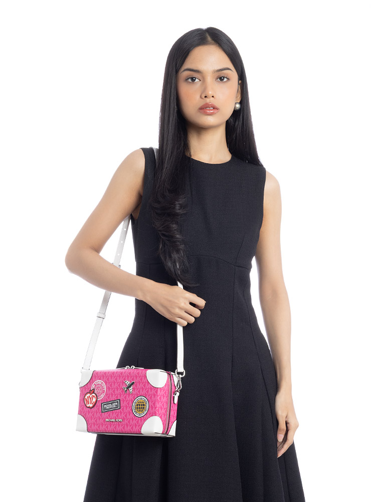 Embellished Signature Jeanie Small Crossbody Dragon Fruit