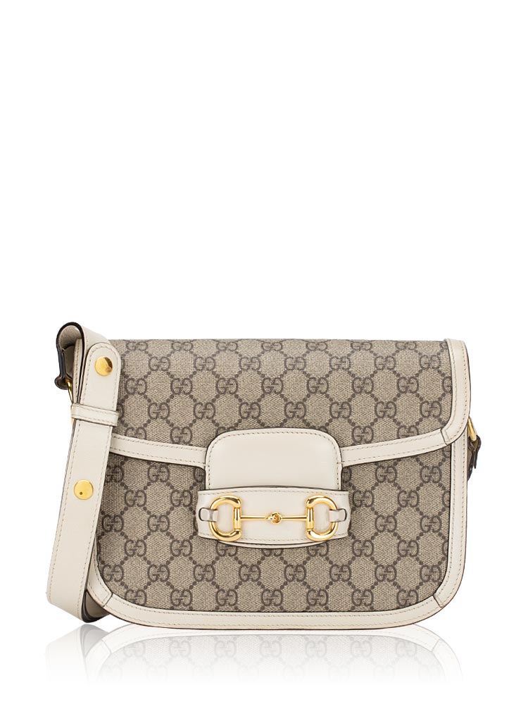 GG Supreme 1955 Horsebit Shoulder Bag Beige Mystic White
