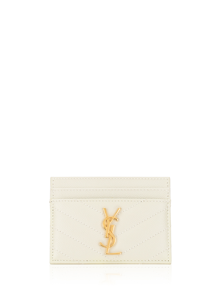 Grain De Poudre Matelasse Monogram Cassandre Card Case White