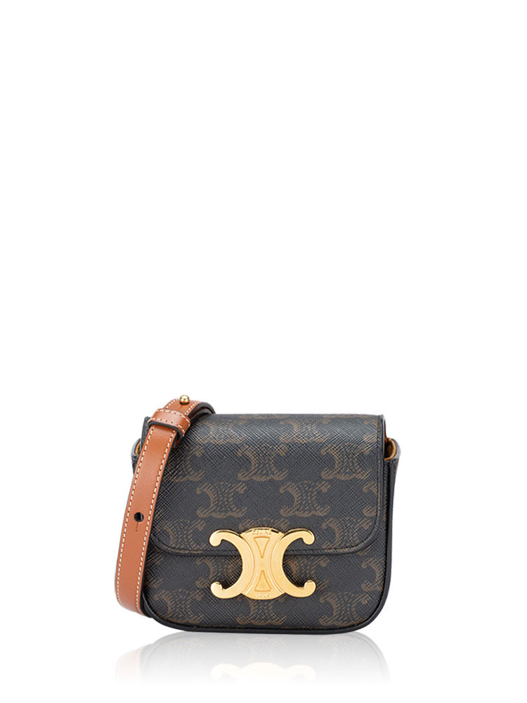 Canvas Triomphe Claude Mini Bag Tan