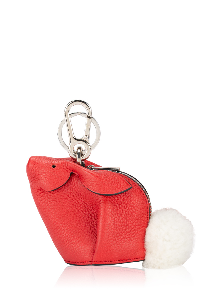 Calfskin Rabbit Bag Charm Scarlet