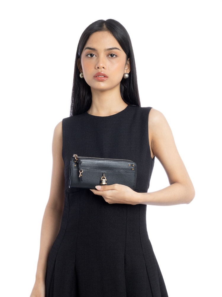 Padington Leather L Zip Wallet Black