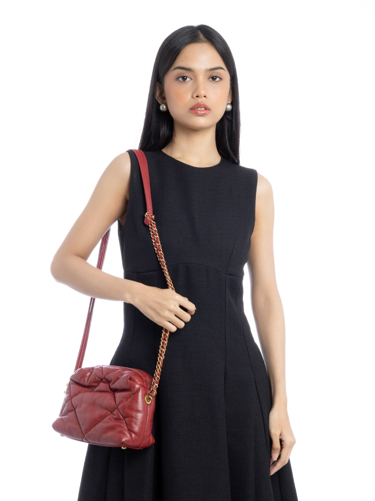 Lambskin Paris-New York Mini Bowling Bag Red