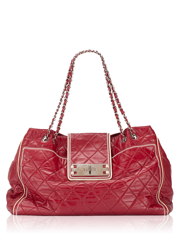 Lambskin East West Accordion Large Tote Bordeaux