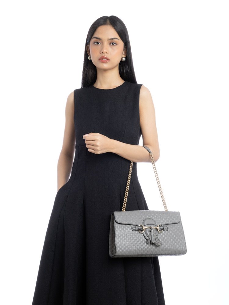 Soft Microguccissima Emily Medium Shoulder Bag Grey