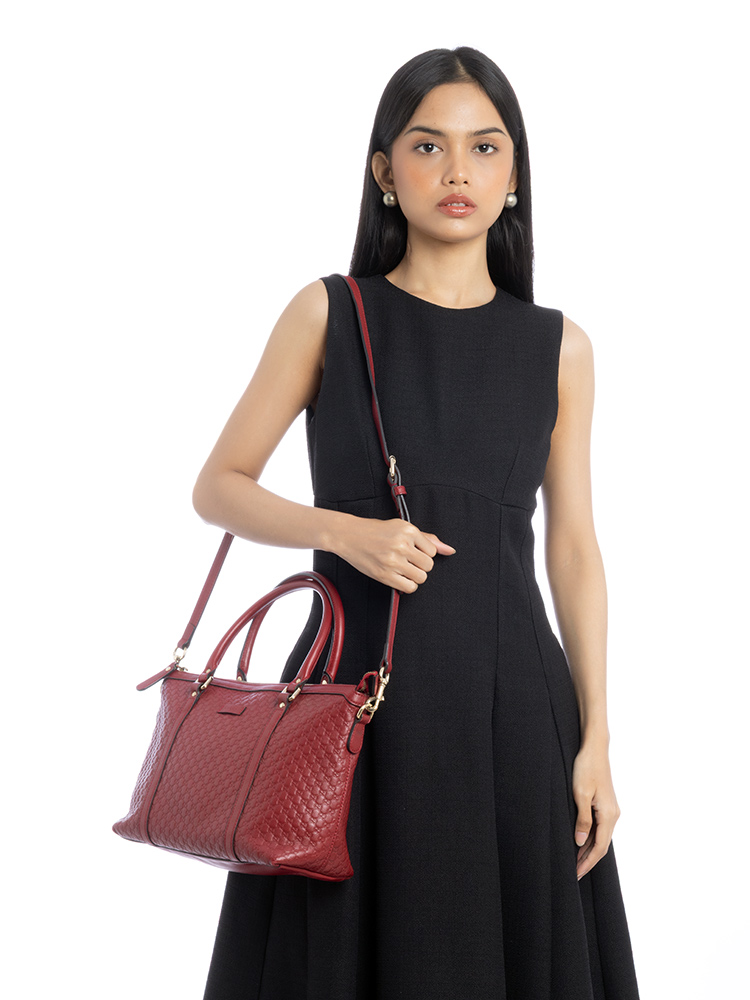 Soft Microguccissima Top Handle Satchel Rosso