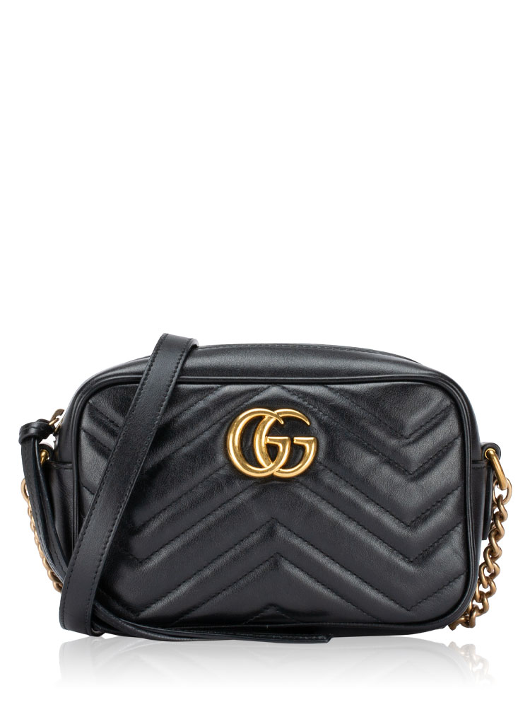 GG Marmont Matelasse Mini Camera Bag Black