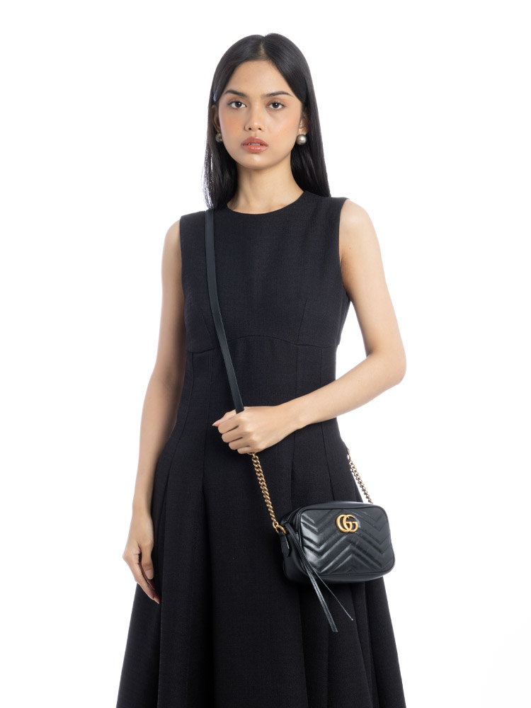 GG Marmont Matelasse Mini Camera Bag Black