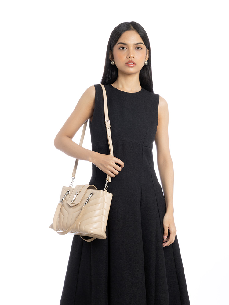 Calfskin Y Quilted Monogram Loulou Small Shopper Nude Powder