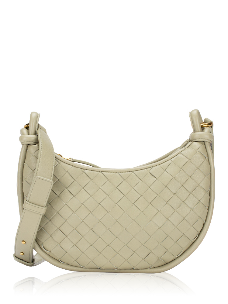 Lambskin Intrecciato Gemelli Messenger Travertine