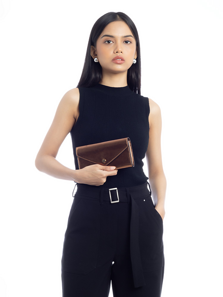 Jet Set Patent Envelope Travel Wallet Mocha