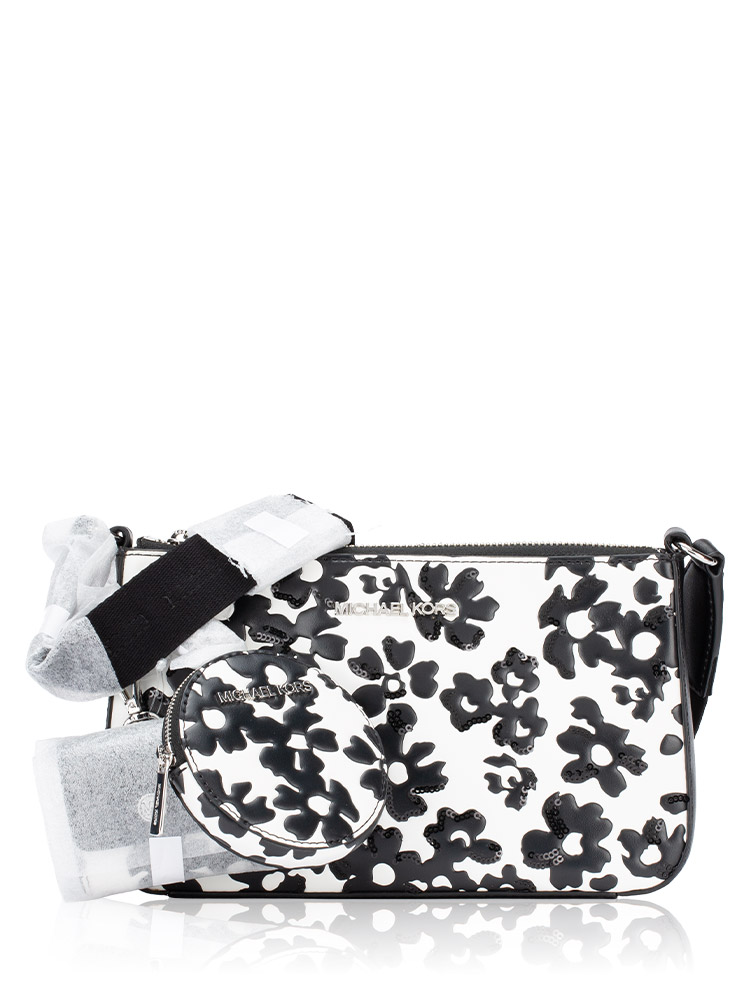 Jet Set Sequin Floral Small Crossbody with Airpods Pro Pouch Black