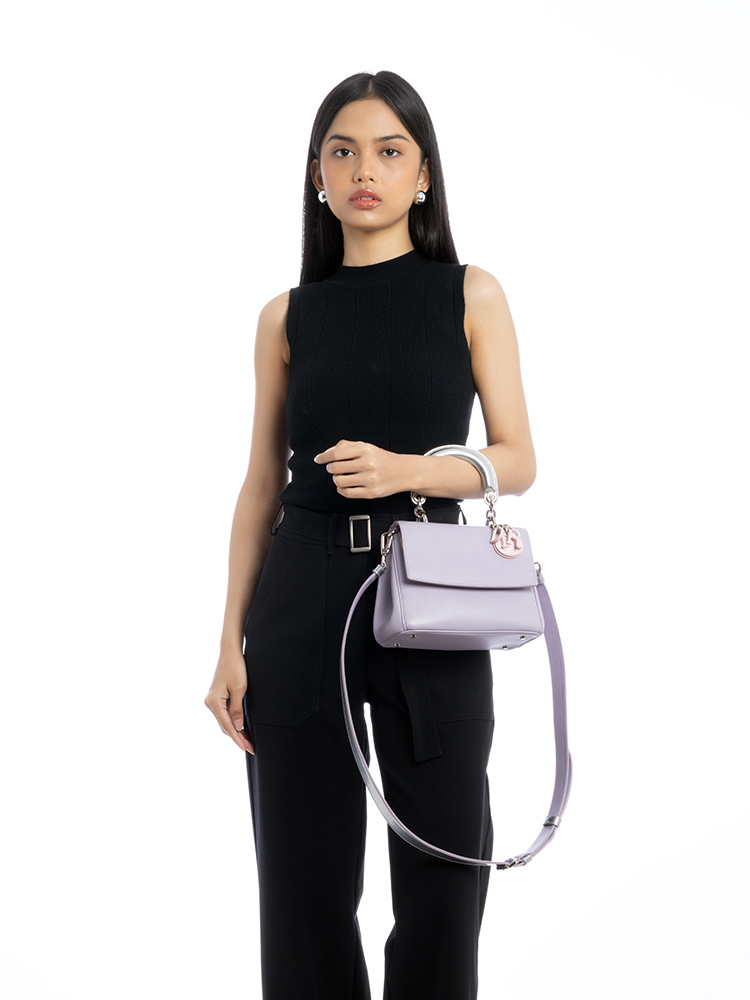 Calfskin Tri-Color Be Dior Mini Flap Bag Purple