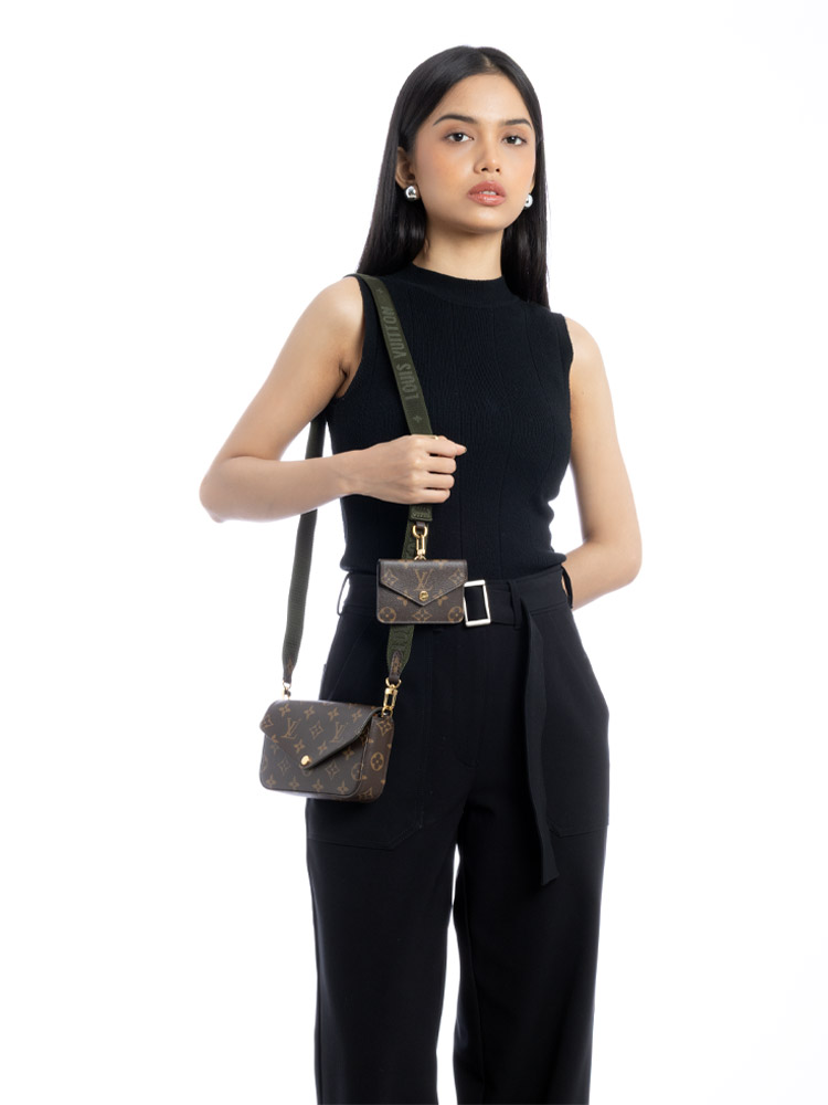 Monogram Felicie Strap & Go Khaki