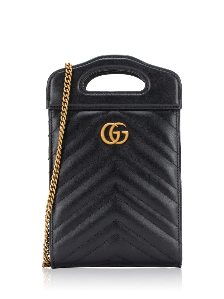 Calfskin Matelasse GG Marmont Slip Handle Mini Crossbody Black