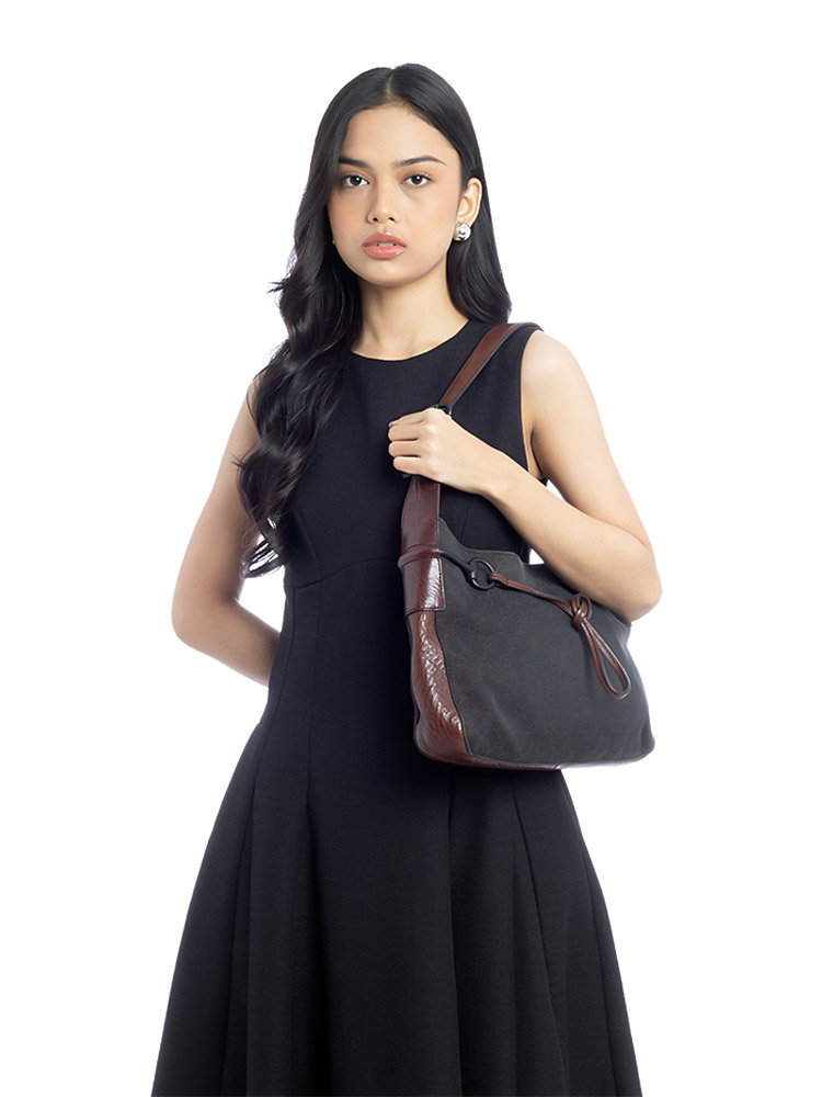 Vintage GG Canvas Horsebit Shoulder Bag Brown