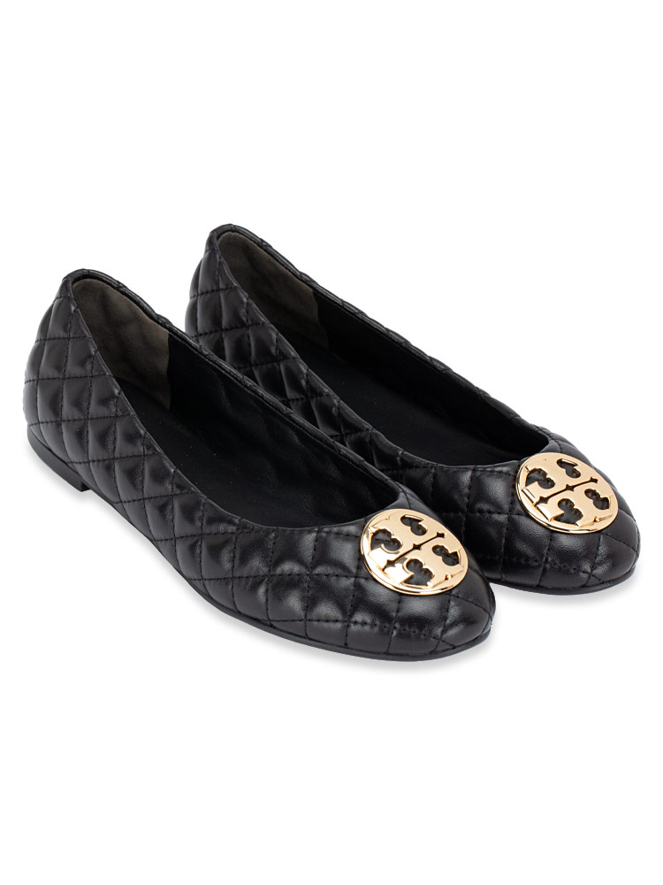 Chelsea Quilted Ballet Flats Perfect Black Gold Sz 8