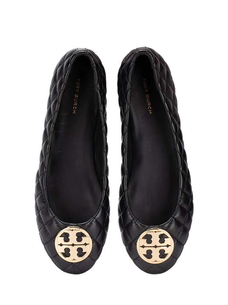 Chelsea Quilted Ballet Flats Perfect Black Gold Sz 8