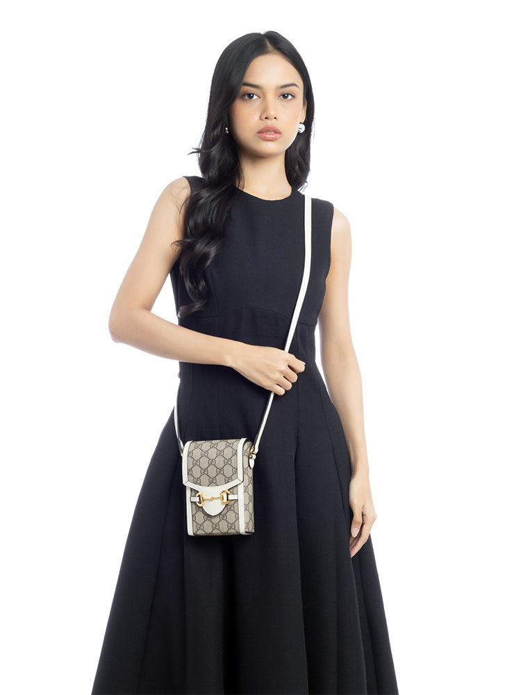 GG Supreme Horsebit 1955 Mini Crossbody Beige Ebony Mystic White