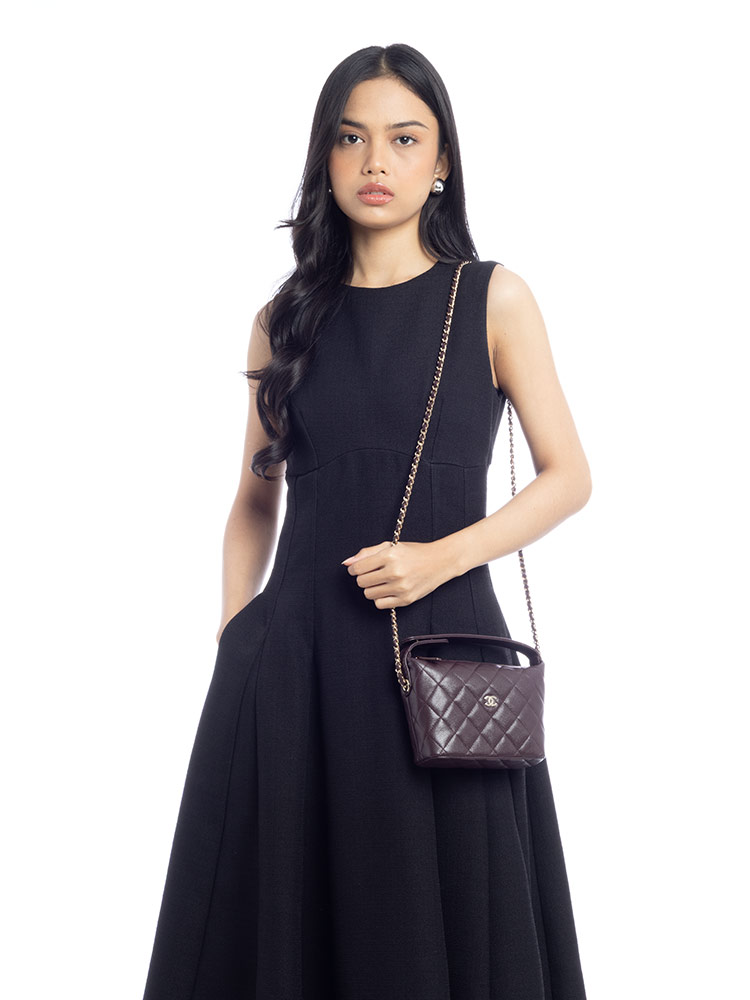 Caviar Classic Hobo With Chain Burgundy