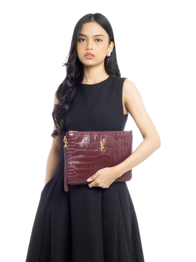 Croc Embossed Monogram Tablet Pouch Rouge Legion