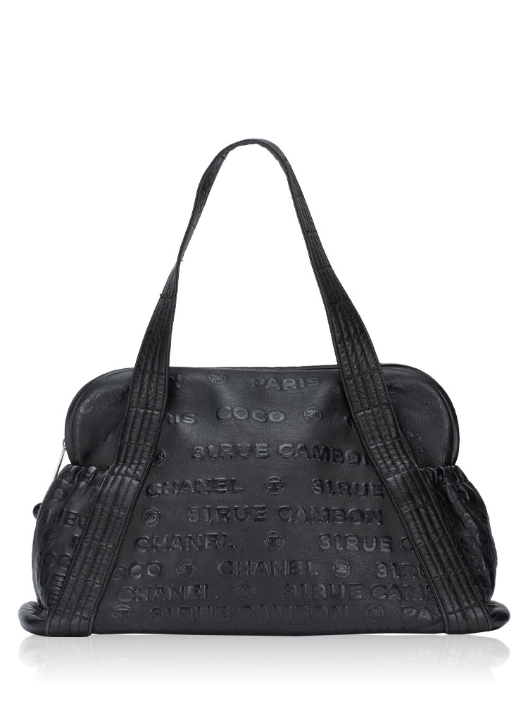 Vintage Calfskin Rue Cambon 31 Bowling Bag Black