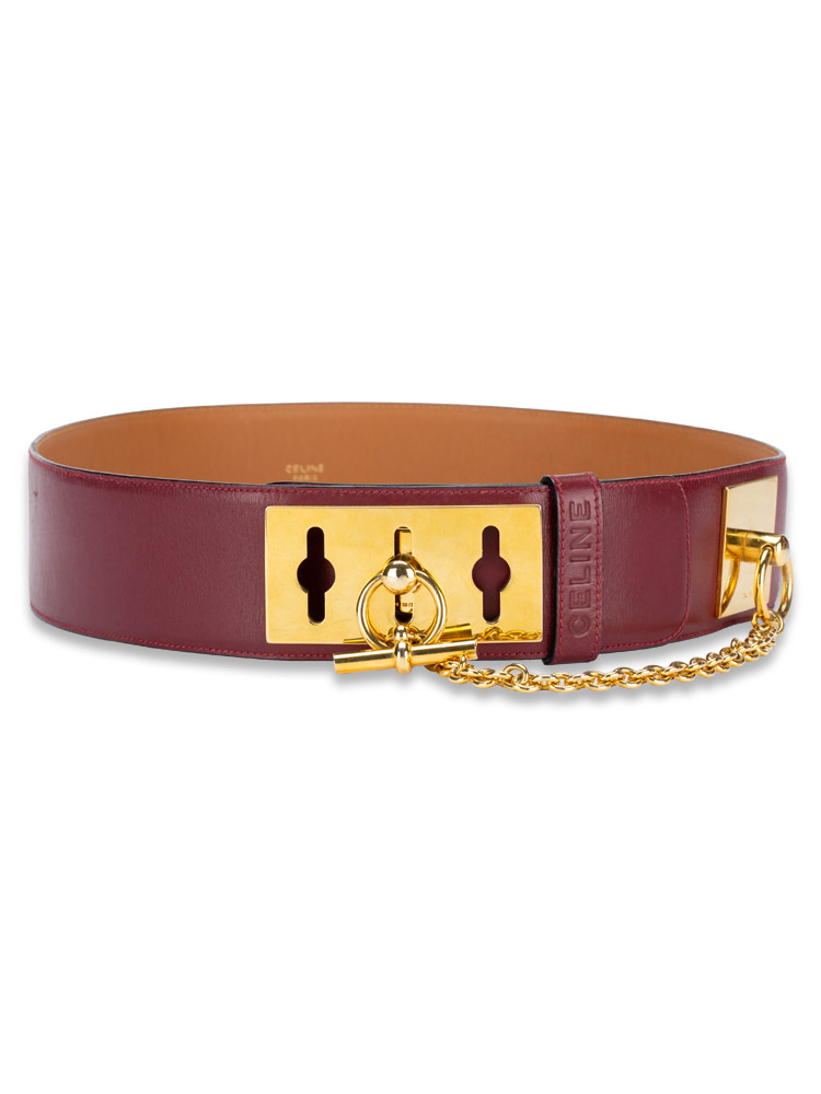 Vintage Leather Collier de Chien Belt Burgundy Sz 80